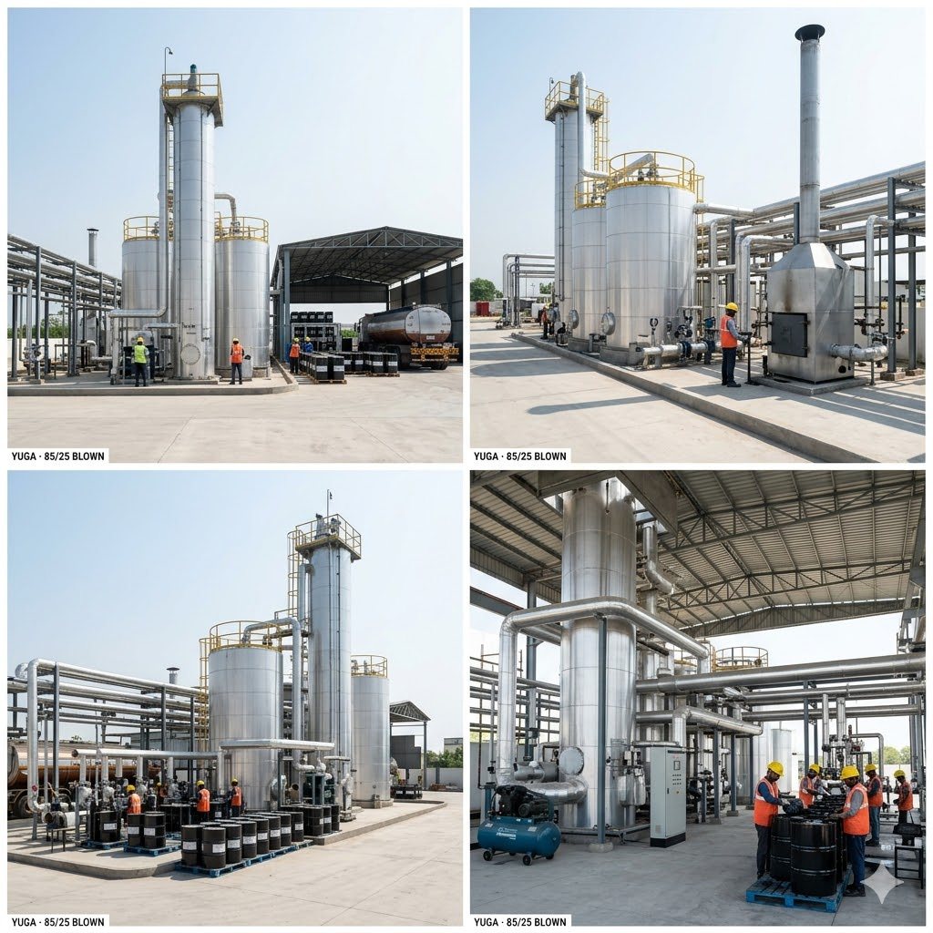 Blown bitumen plant - one plant from four angles