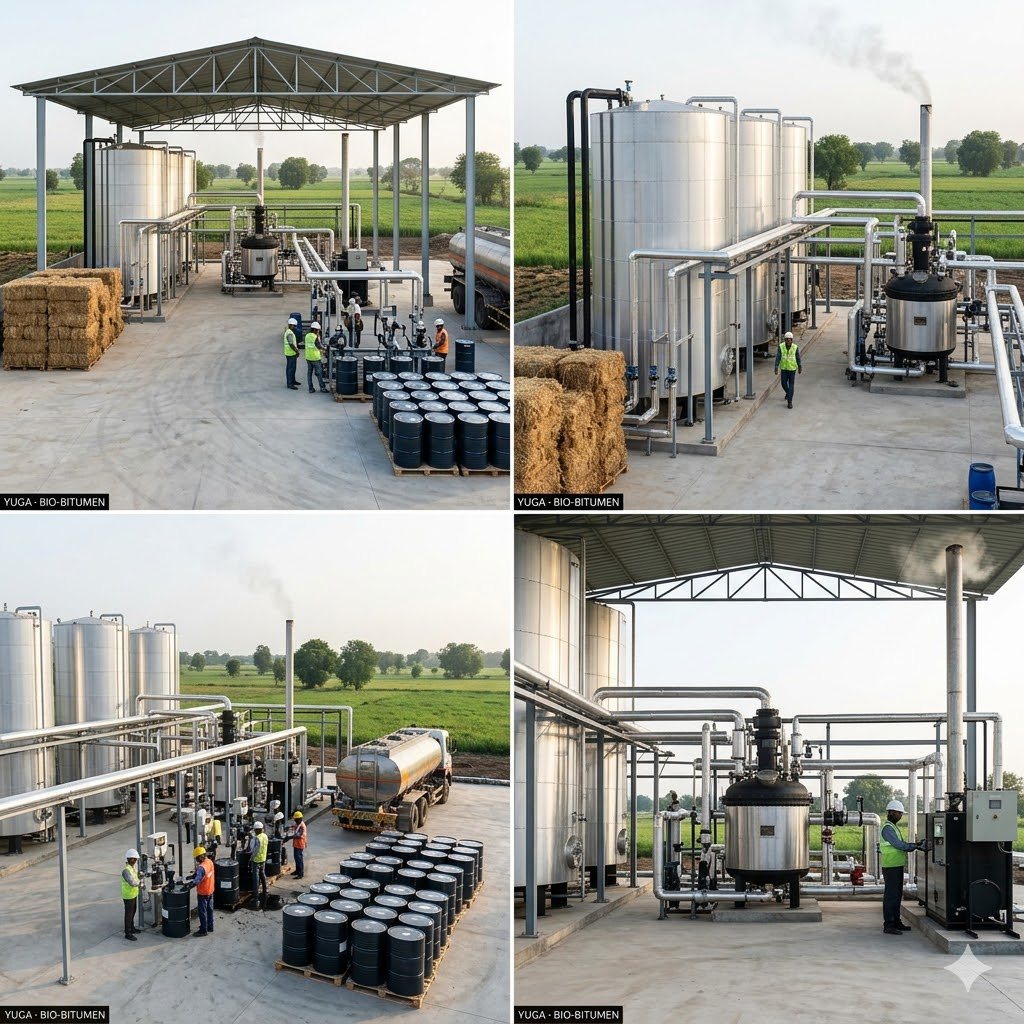 Bio-bitumen plant - one plant from four angles