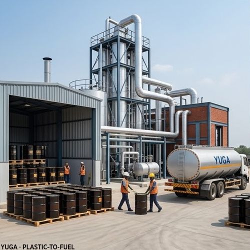 Plastic-to-fuel pyrolysis plant - right-side view