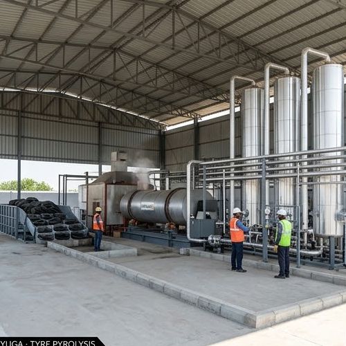 Tyre pyrolysis plant - front view