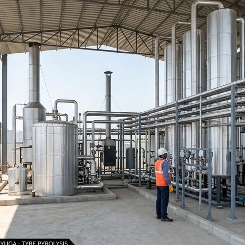 Tyre pyrolysis plant - left-side view