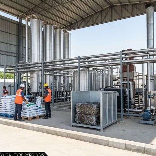 Tyre pyrolysis plant - right-side view