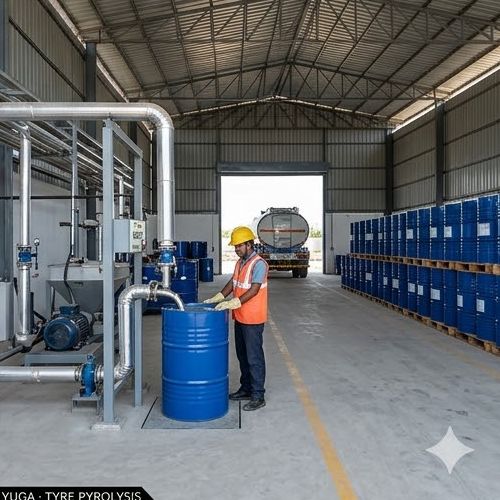 Tyre pyrolysis plant - interior view