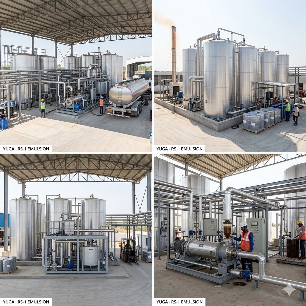 Bitumen emulsion plant - one plant from four angles