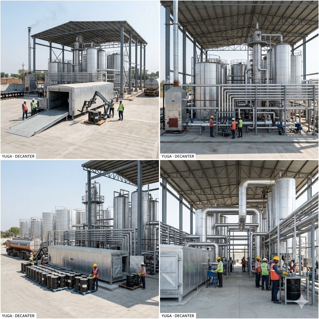 Bitumen decanter plant - one plant from four angles