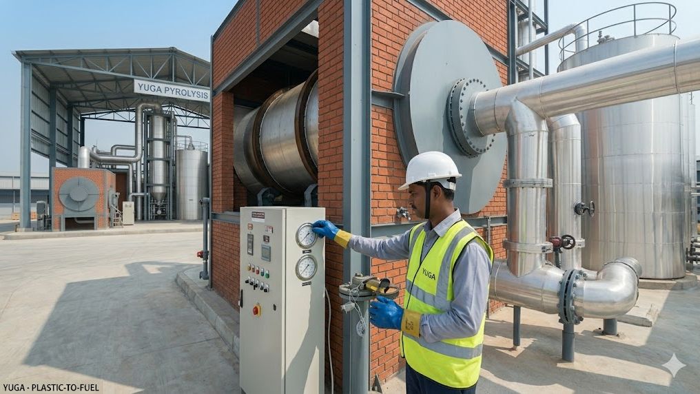 Plastic-to-fuel pyrolysis plant - process detail with engineer