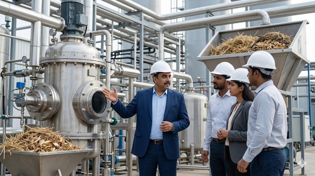 YUGA founder Prince Shah consulting on-site at a bio-bitumen plant