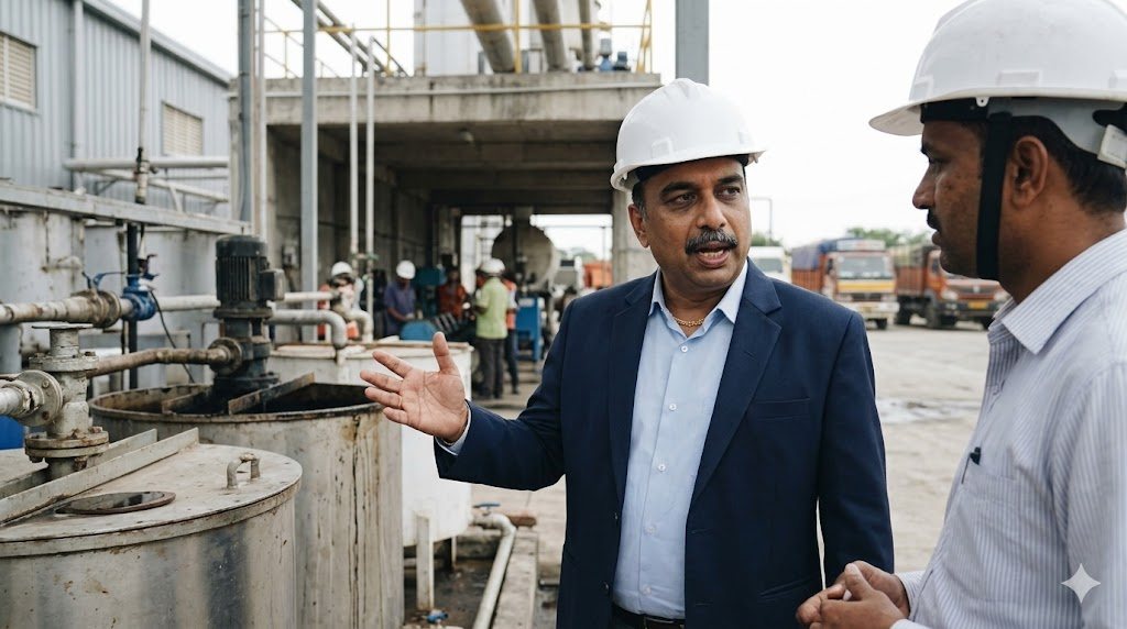YUGA founder Prince Shah at a micro-surfacing emulsion plant