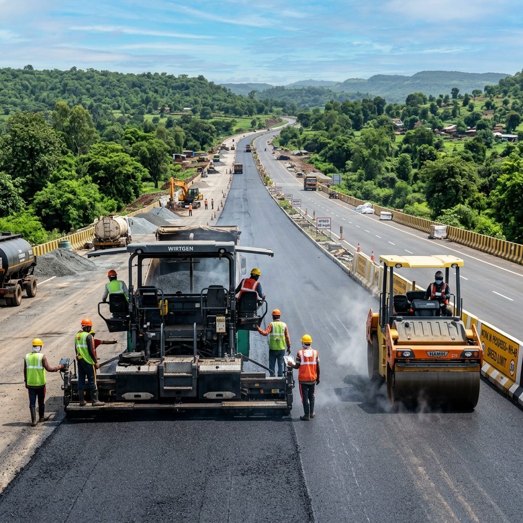 Highway built with polymer modified bitumen